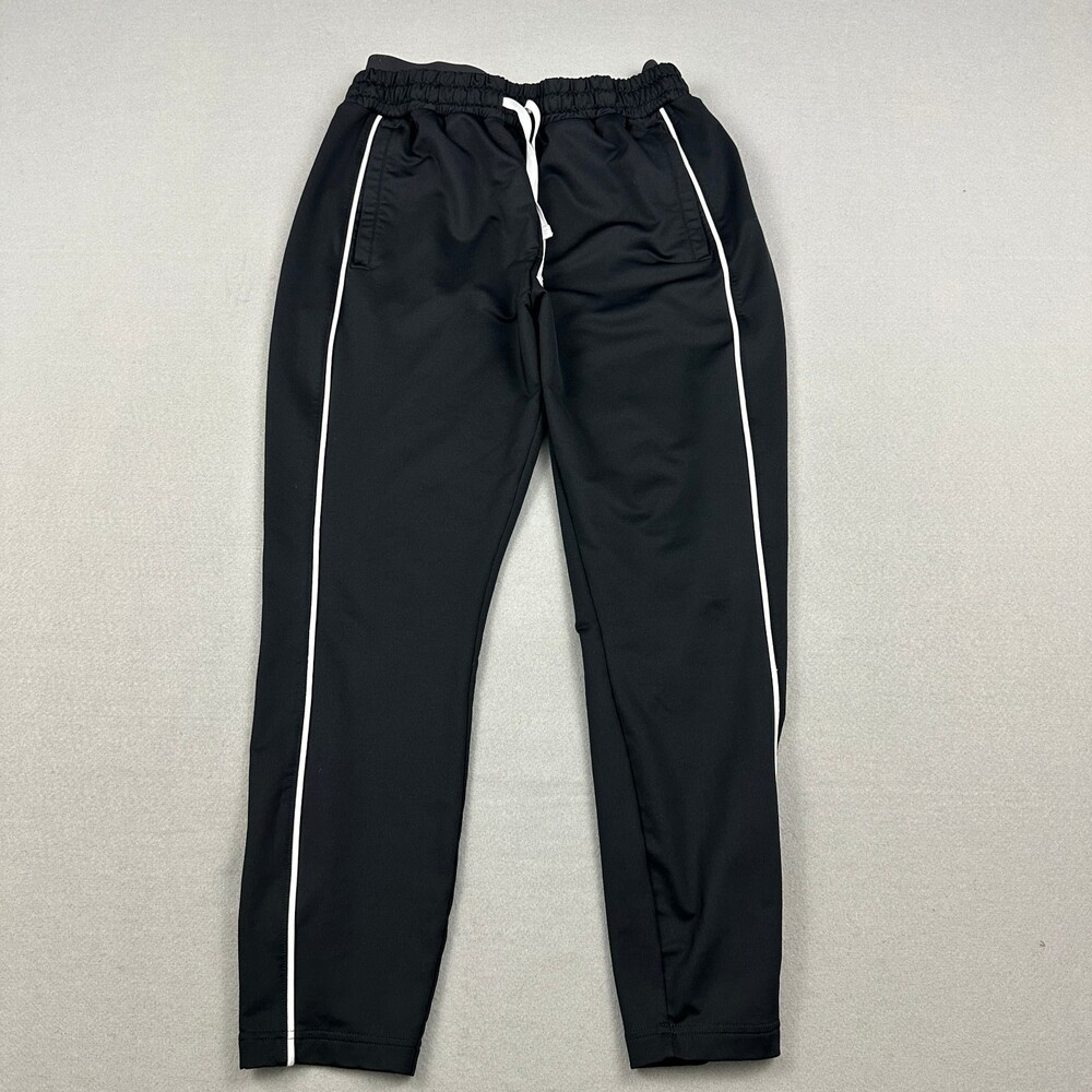 Gymshark Pants Men Medium Black Recess Jogger Tapered Sweatpants White Piping M